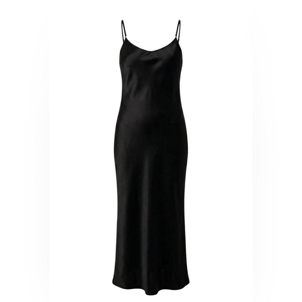 NWT Silk Elegant Black Maxi Dress M-L, Lo and Jayne